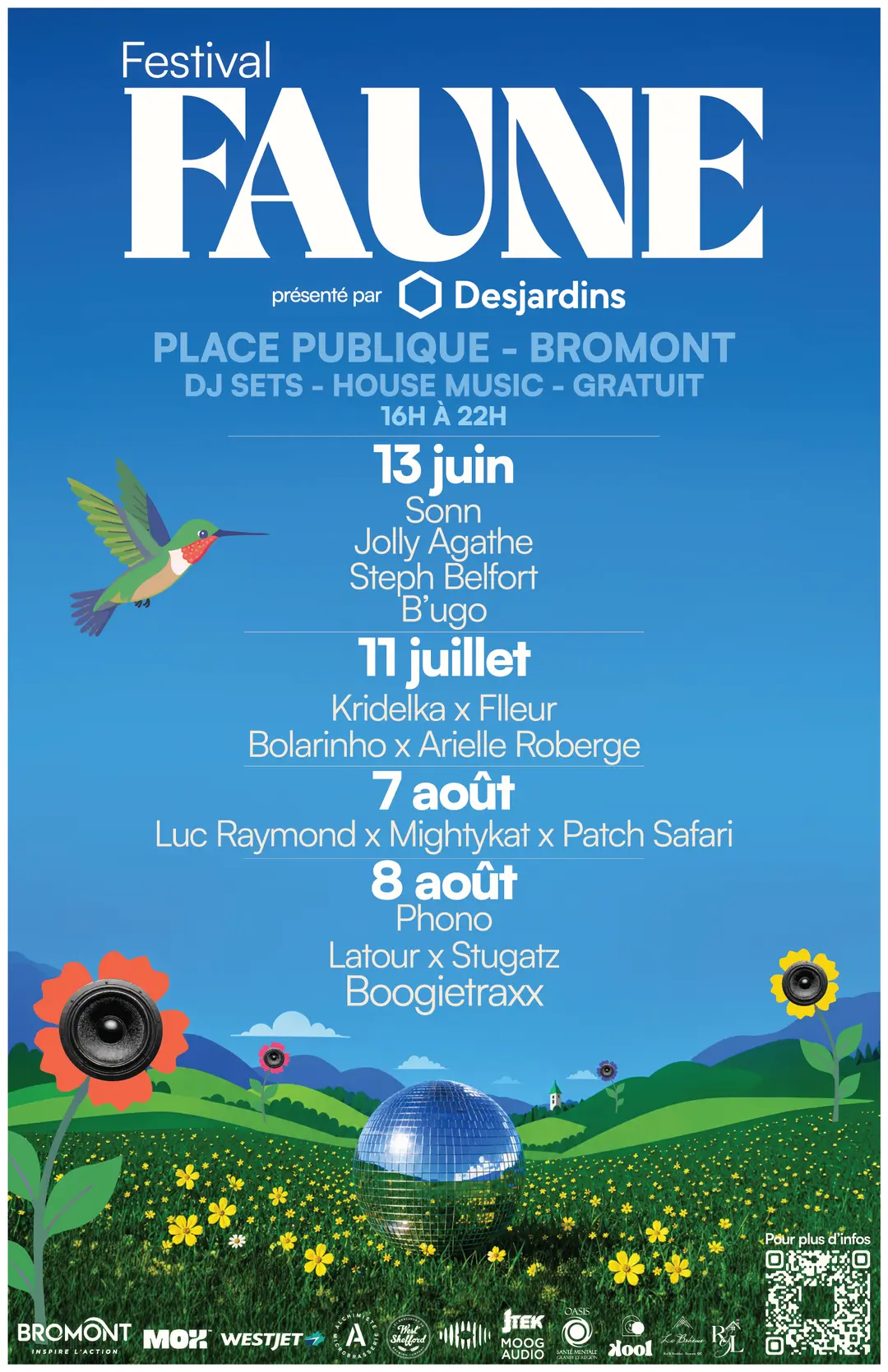 Affiche officielle du Festival FAUNE 2026, Place publique à Bromont, présenté par Desjardins